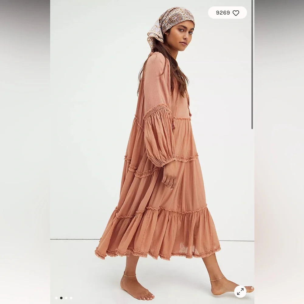 Free People In The Moment Dress Color Doe Size Large - Picture 2 of 15